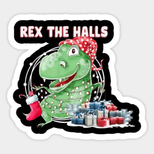T Rex The Halls Christmas Dinosaur Sticker